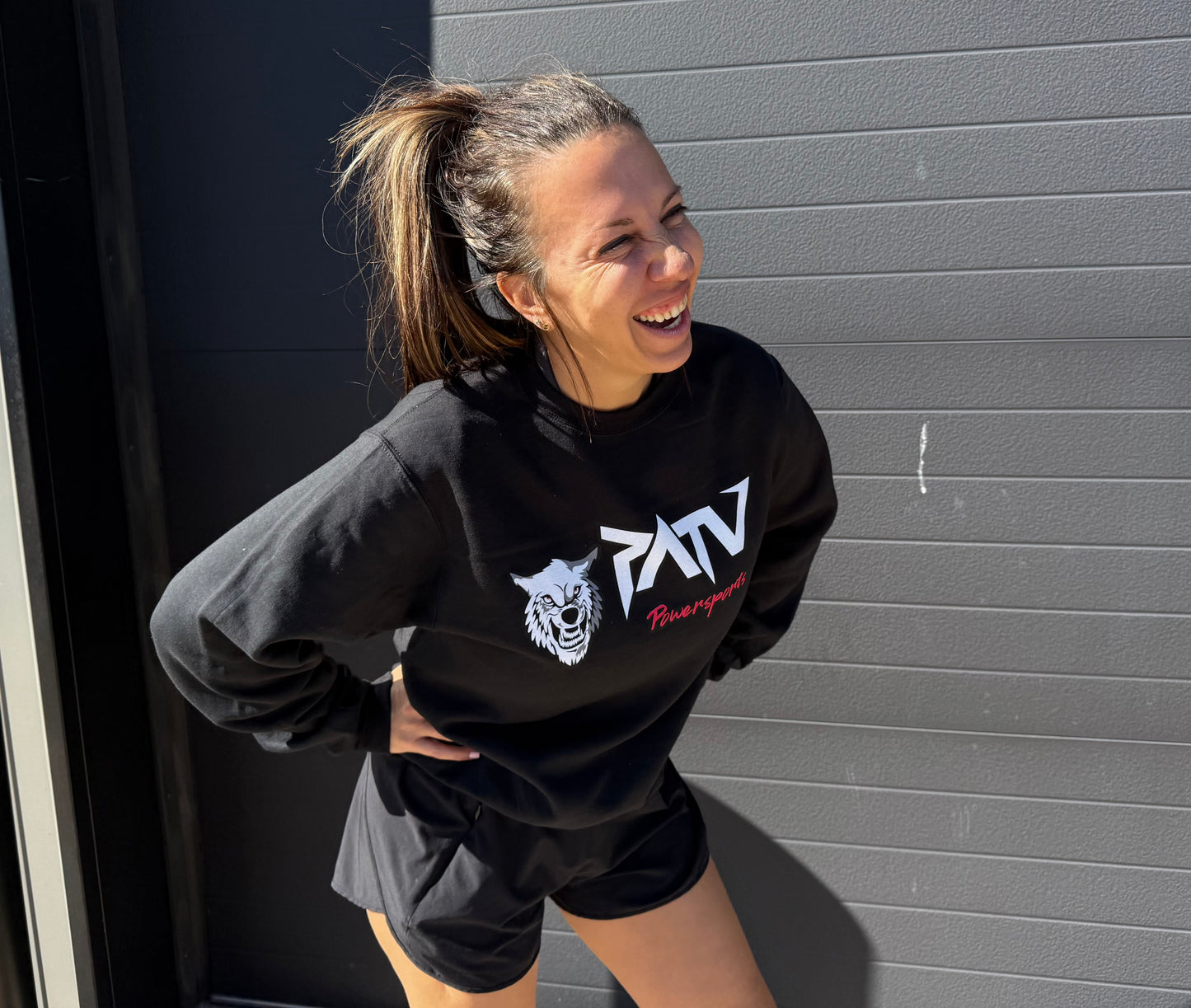 PATV Unisex Black Crewneck with PATV Logo