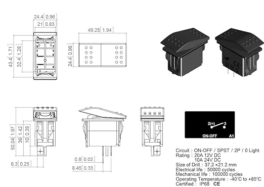 On-Off Rocker Switch Waterproof